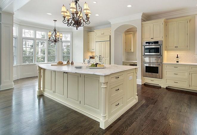 refinished laminate flooring with glossy finish in Brea, CA